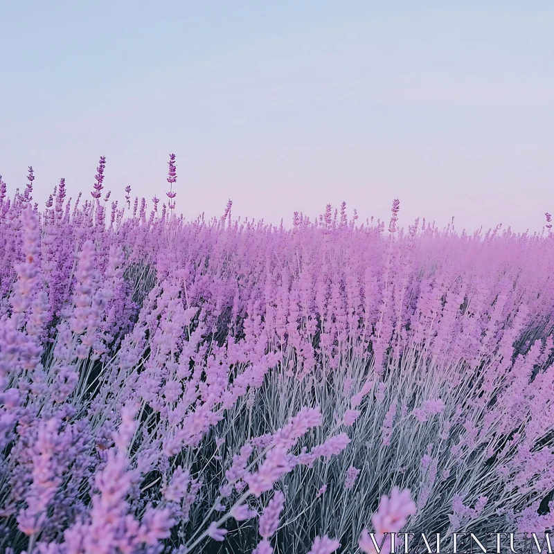 AI ART Purple Lavender Flower Field Landscape