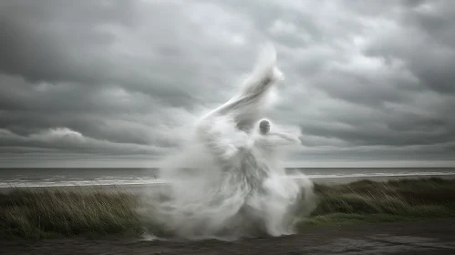 Monochrome Ghost on the Beach