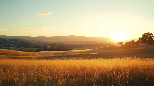 Peaceful Sunset Field View