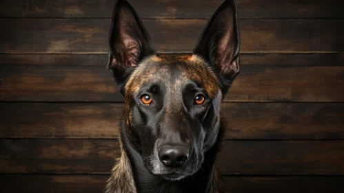 Captivating Dog Portrait on Rustic Wood Background