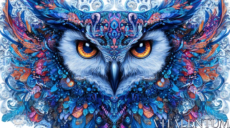 Vivid Feathered Owl Design AI Image