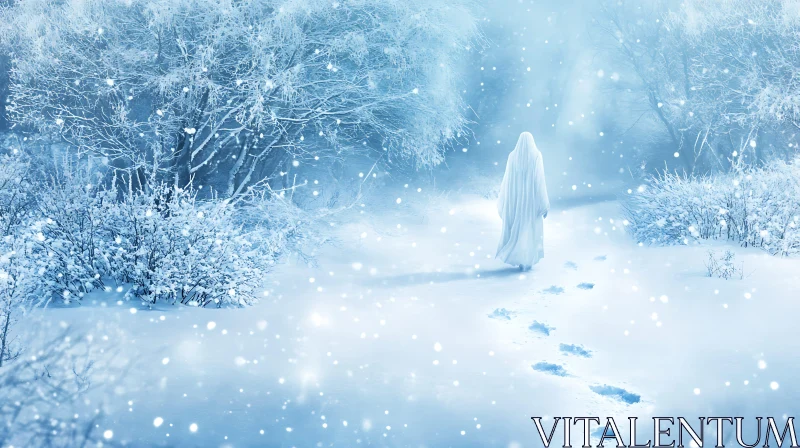 AI ART White Figure in Winter Wonderland