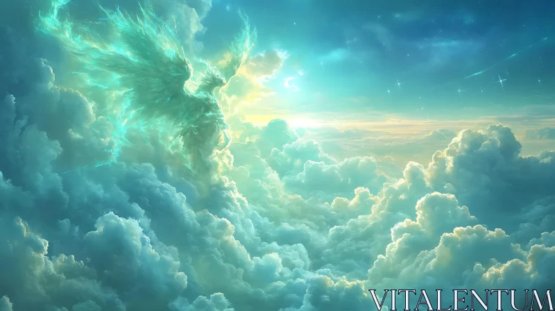 AI ART Heavenly Angel Descending from the Clouds