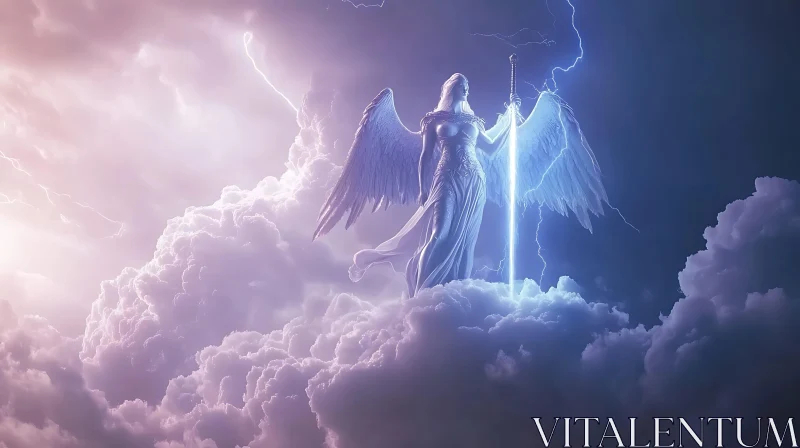 Guardian Angel with Lightning Sword AI Image