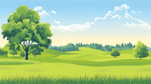 Idyllic Green Field Scenery