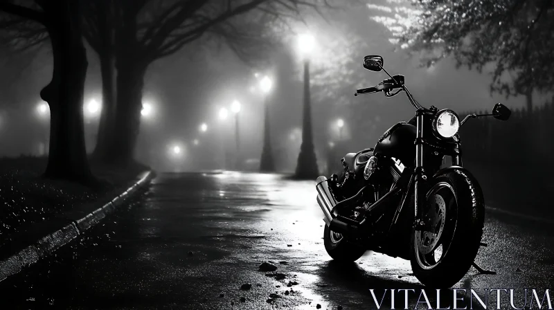 AI ART Foggy Night Motorcycle Ride