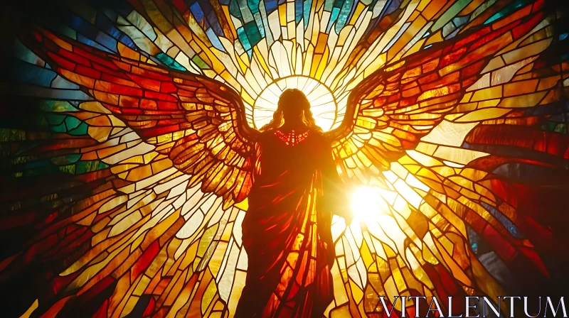 Angel in Stained Glass Splendor AI Image