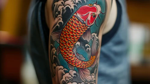 Vibrant Japanese Koi Fish Arm Tattoo