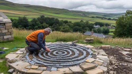 Man Building Stone Art in Nature