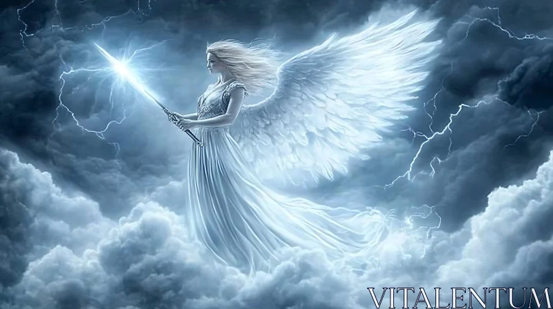 Guardian Angel Amidst the Clouds AI Image