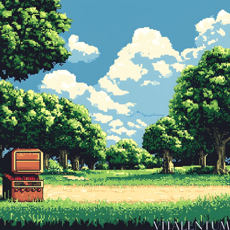 AI ART Green Trees Landscape Pixel Art