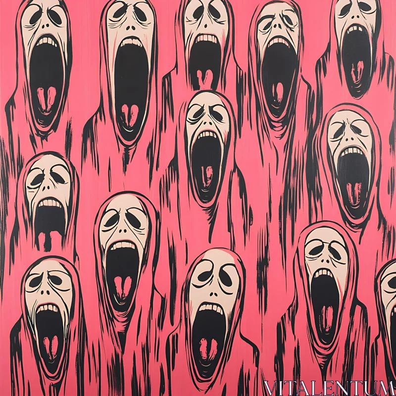 Pink Screams: A Repeating Nightmare AI Image