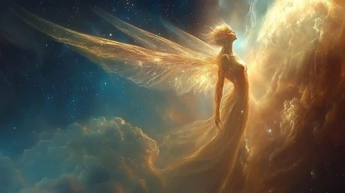 Celestial Angel in Cosmic Flight