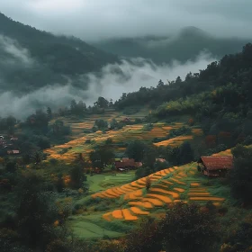 Lush Mountain Rice Terraces Landscape