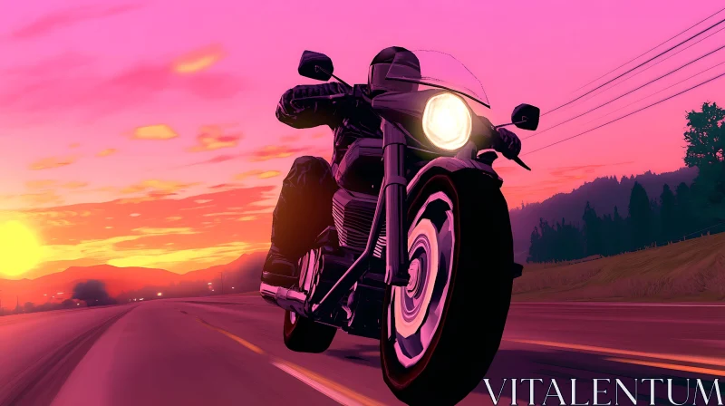 Sunset Motorcycle Adventure AI Image