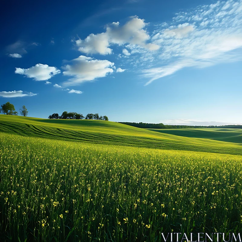 AI ART Rolling Hills and Floral Meadow