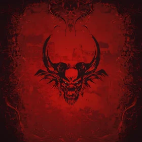 Demonic Figure with Horns in Dark Red