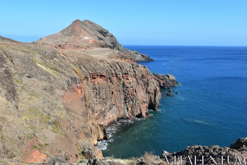 Majestic Madeira Coastline with Vibrant Blue Ocean Free Stock Photo