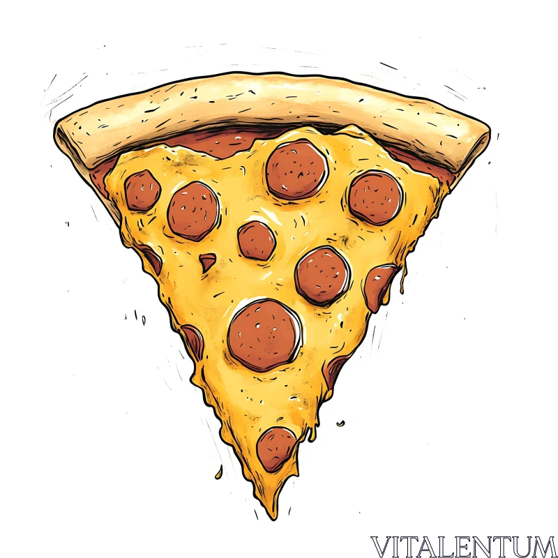 Pepperoni Pizza Slice Drawing AI Image