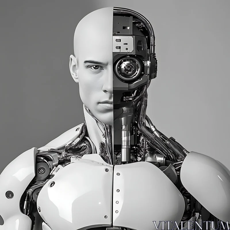 Futuristic Cyborg with Human and Mechanical Integration AI Image