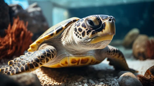 Head Held High: A Green Turtle's Journey in an Aquarium