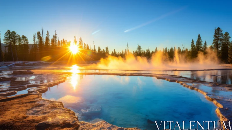 Romantic Sunrise at Yellowstone National Park: A Captivating Display of Nature's Beauty AI Image