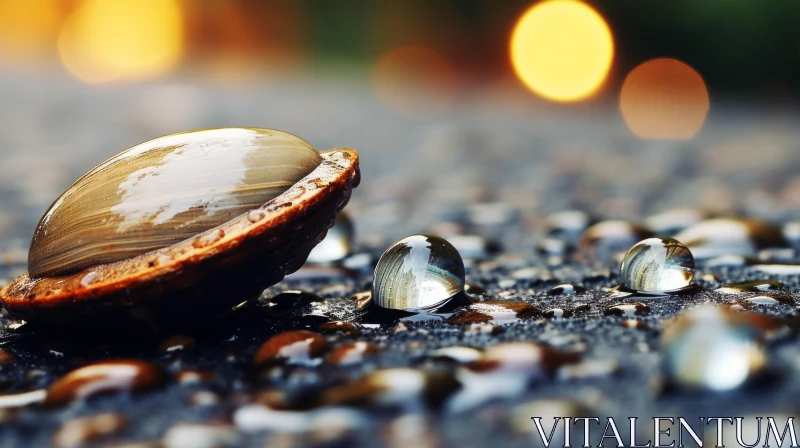 Snail Shell with Raindrops: An Artistic Wallpaper AI Image