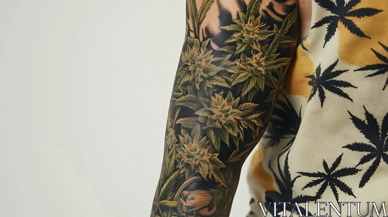 Leafy Tattoo Arm Art with Matching Clothing AI Image