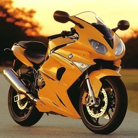 Golden Motorcycle on the Road