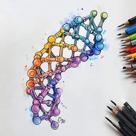 Vibrant Molecular Structure Sketch