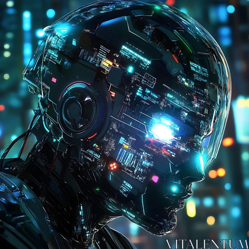 Futuristic Cyborg with Illuminated Circuits AI Image