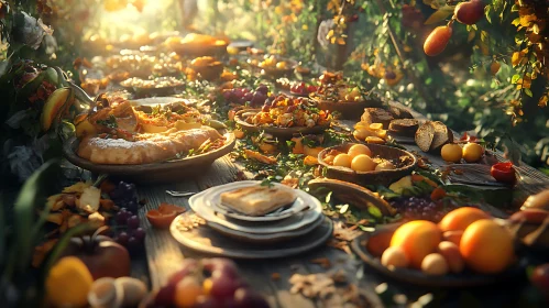 Sunlit Banquet of Fruits and Breads