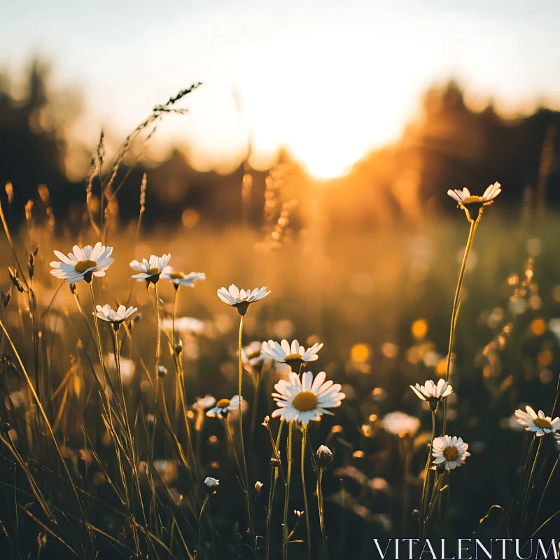 AI ART Golden Hour Daisy Meadow