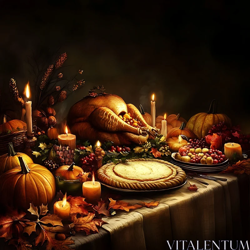 Autumn Harvest Thanksgiving Dinner AI Image