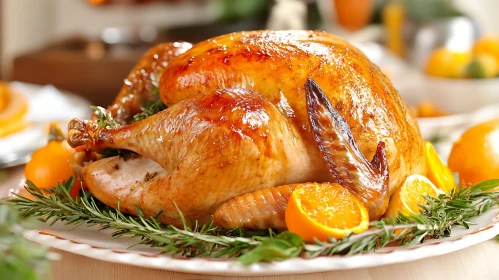 Thanksgiving Turkey Feast with Orange Garnish