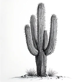 Saguaro Cactus in Black and White