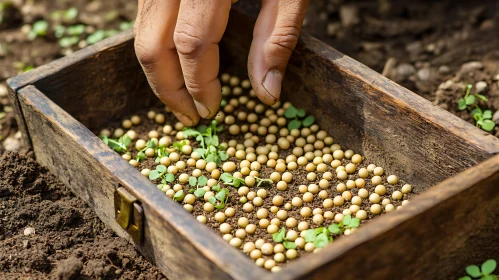 Germinating Life: Seeds in a Wooden Box