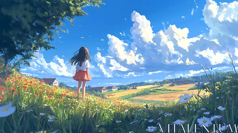 AI ART Anime Girl in Summer Field