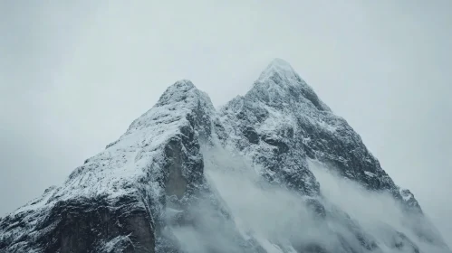 Snowy Misty Mountain Scene