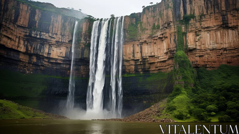 Captivating Waterfall in a Lush Jungle Setting AI Image