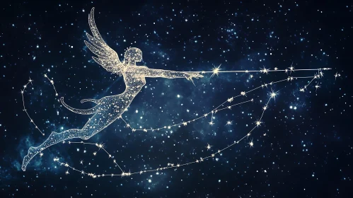 Winged Figure Creating Constellations Artwork