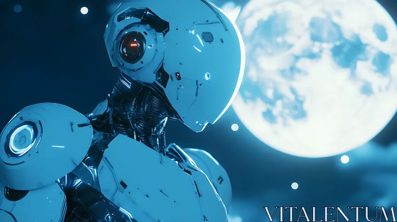 Sleek Robot Under Moonlight AI Image