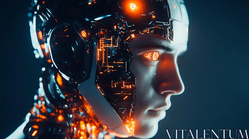 Advanced Cyborg with Realistic Human Features AI Image