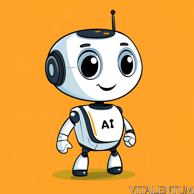 Friendly AI Robot Cartoon Image AI Image