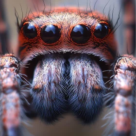 Detailed Macro Image of a Spider's Face