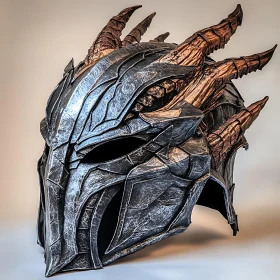 Intricate Dragon Helmet with Horns