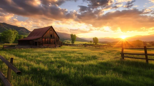 Rustic Barn at Sunset