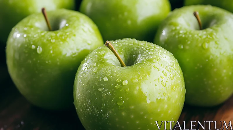 Close-Up of Fresh Green Apples AI Image