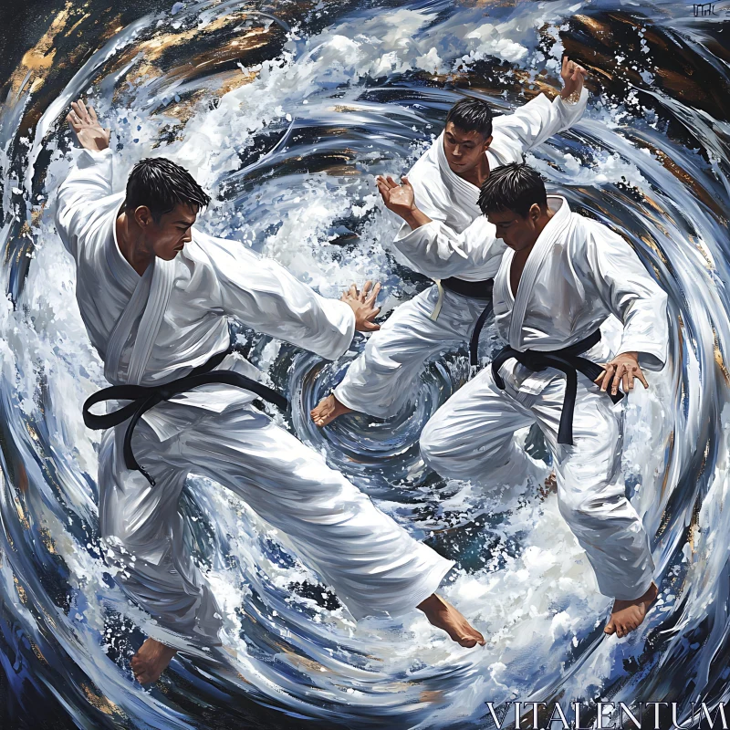 Swirling Karate Masters AI Image