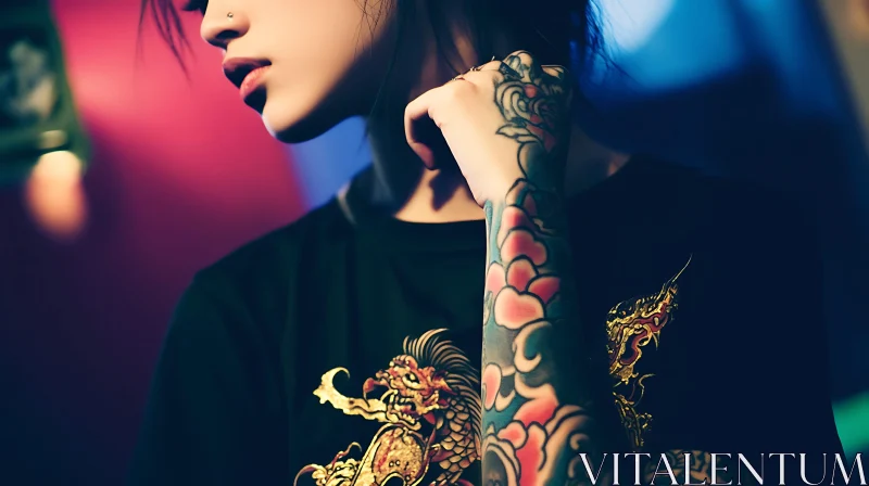 Dragon Tattoo on Arm AI Image